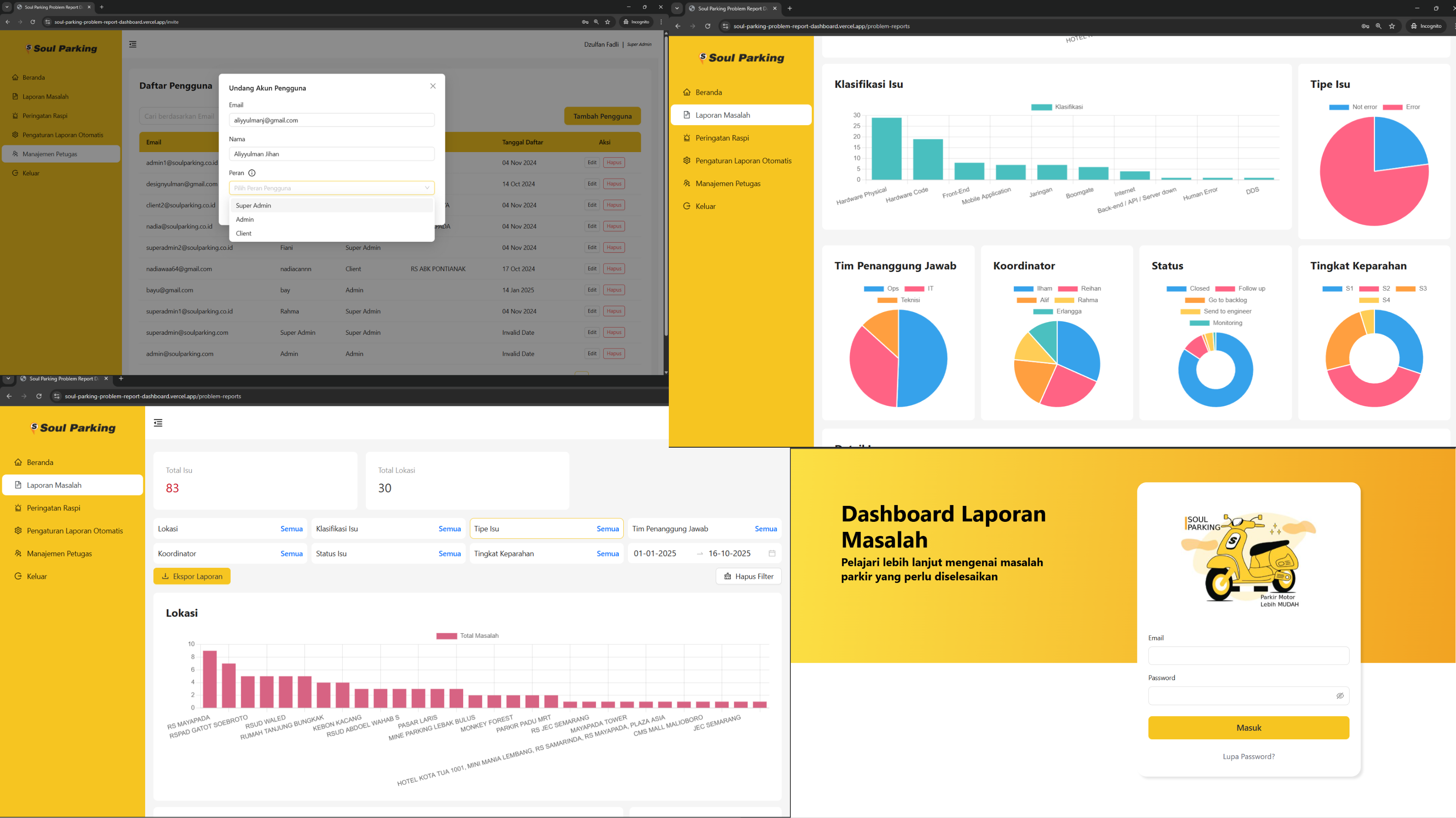 Soul Parking Dashboard